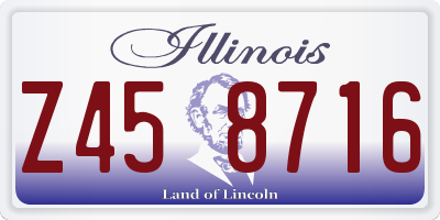 IL license plate Z458716