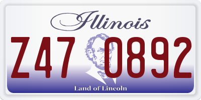 IL license plate Z470892