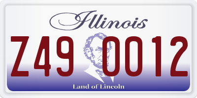 IL license plate Z490012