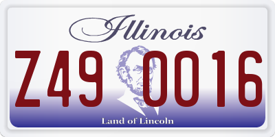 IL license plate Z490016