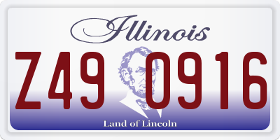 IL license plate Z490916
