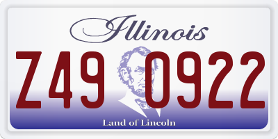 IL license plate Z490922