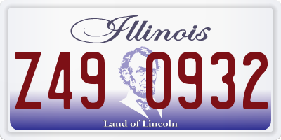 IL license plate Z490932
