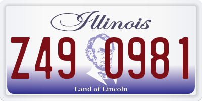 IL license plate Z490981