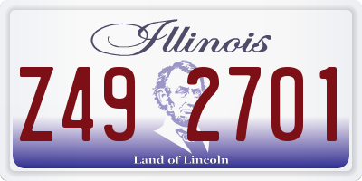 IL license plate Z492701
