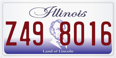 IL license plate Z498016
