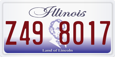 IL license plate Z498017