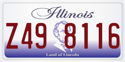 IL license plate Z498116