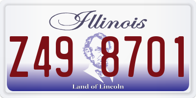IL license plate Z498701