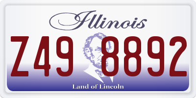 IL license plate Z498892