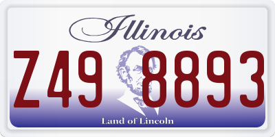 IL license plate Z498893