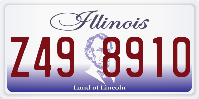 IL license plate Z498910