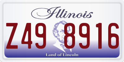 IL license plate Z498916