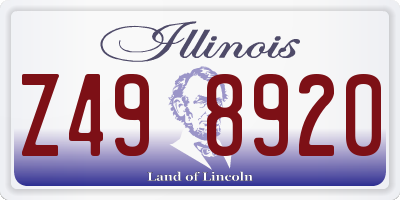 IL license plate Z498920