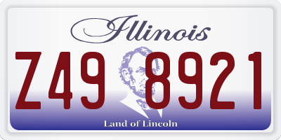 IL license plate Z498921