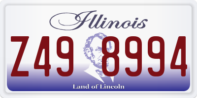 IL license plate Z498994