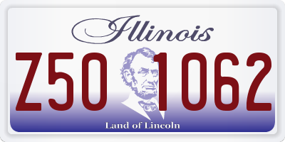 IL license plate Z501062
