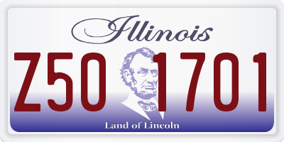 IL license plate Z501701