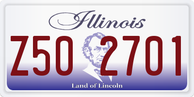 IL license plate Z502701