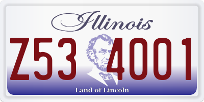 IL license plate Z534001