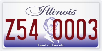 IL license plate Z540003