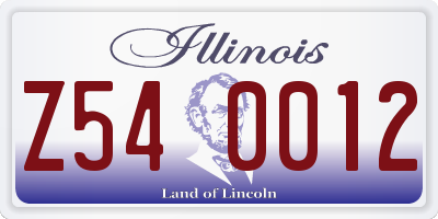 IL license plate Z540012