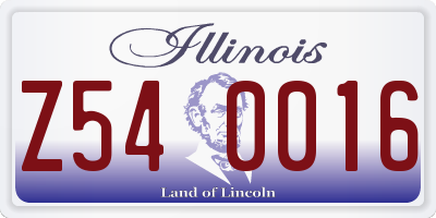IL license plate Z540016