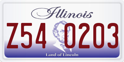 IL license plate Z540203