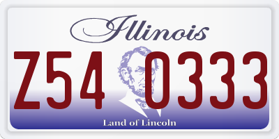 IL license plate Z540333