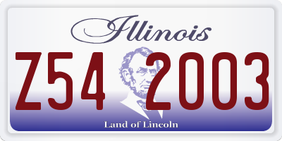 IL license plate Z542003
