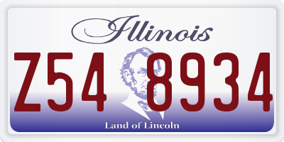 IL license plate Z548934