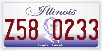 IL license plate Z580233