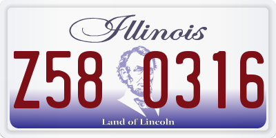 IL license plate Z580316