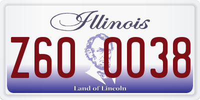 IL license plate Z600038