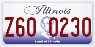 IL license plate Z600230