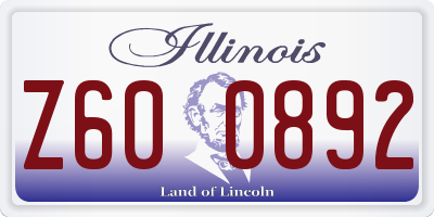IL license plate Z600892