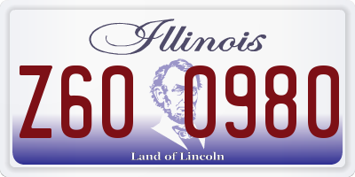 IL license plate Z600980