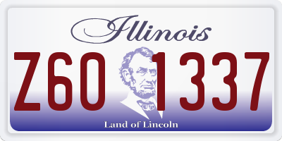 IL license plate Z601337
