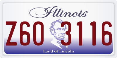 IL license plate Z603116