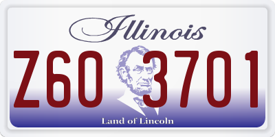 IL license plate Z603701