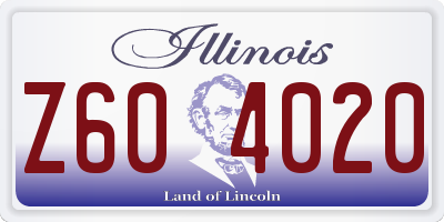 IL license plate Z604020