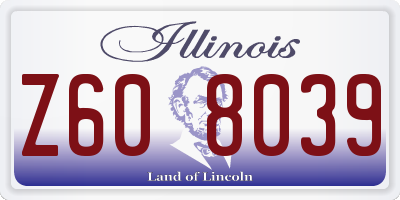 IL license plate Z608039
