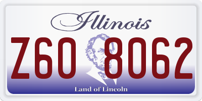 IL license plate Z608062