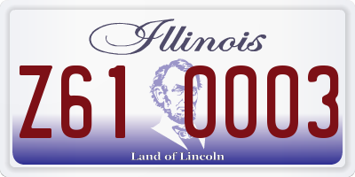 IL license plate Z610003