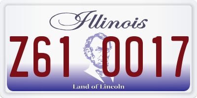 IL license plate Z610017