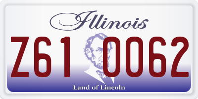 IL license plate Z610062