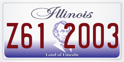 IL license plate Z612003