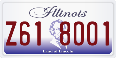 IL license plate Z618001