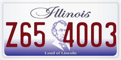 IL license plate Z654003