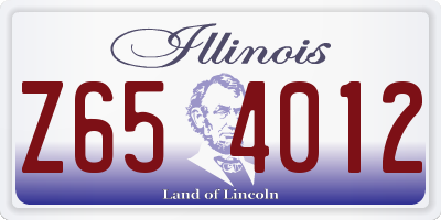 IL license plate Z654012